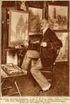 104428 Portret van de Utrechtse kunstschilder G.W.P. van Dokkum in zijn atelier, bij diens 60e verjaardag.